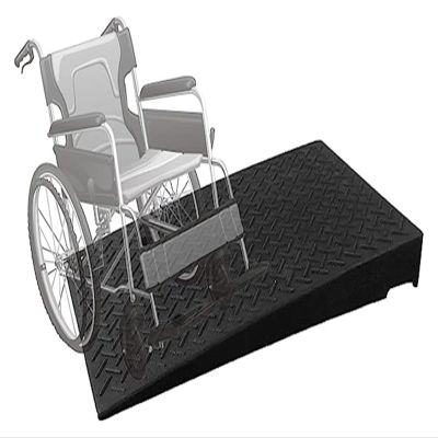 EliteBloom Rubber Threshold Ramp, 4" 5" 6" 7" 8" Rise Wheelchair Ramp Doorway, Non-Slip Textured Surface Rubber Ramp for Wheelchair Car Scooter (Black 50X32X11Cm)