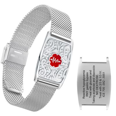 BURISSKY Adjustable Custom Medical Alert Bracelets for Women Men with Free Engraving,Personalized ID Emergency Identification Waterproof Stainless steel Wristbands
