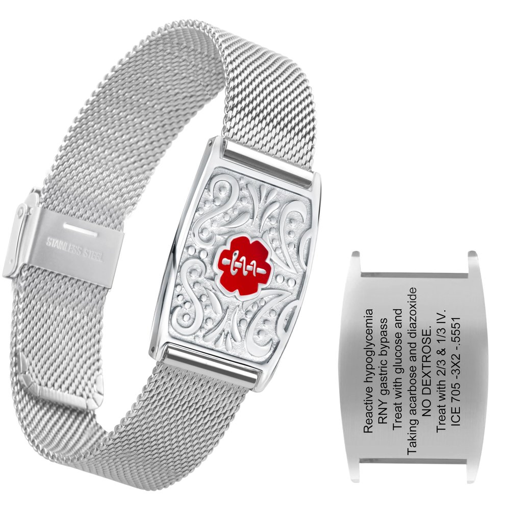 BURISSKY Adjustable Custom Medical Alert Bracelets for Women Men with Free Engraving,Personalized ID Emergency Identification Waterproof Stainless steel Wristbands