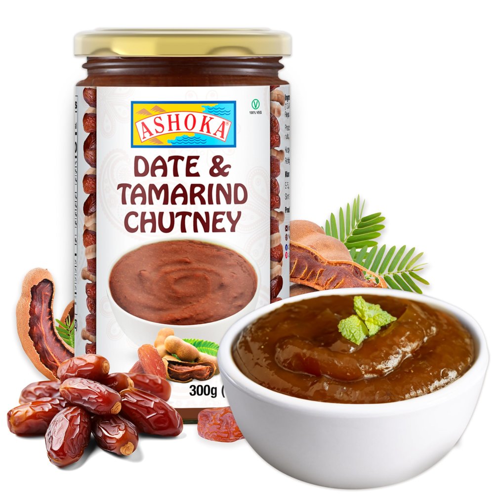 Ashoka Date & Tamarind Chutney | Mild Spiced | Authentic Indian Recipe Since 1932 | Kosher Certified | Vegan | Gluten-Free | Great for BBQs, Wings, and Salads | 250 Grams
