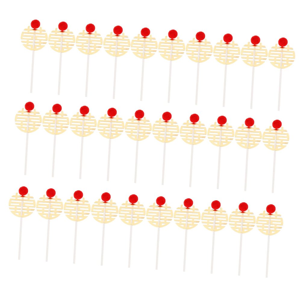 Hohopeti 30pcs Double Insertion Chinese Paper Cake Topper Wedding Cake Decorations Chinese Theme