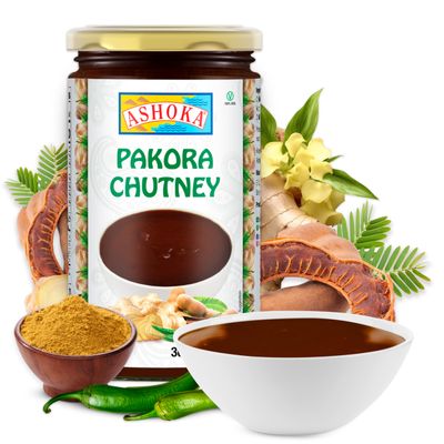 Ashoka Medium Spiced Pakora Chutney | Made with Tamarind, Green Chili & Ginger | Authentic Indian Recipe | Vegan | Kosher Certified | Condiment for Veggies and Proteins | Since 1932 | 250 Grams