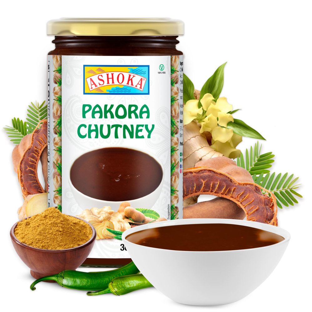 Ashoka Medium Spiced Pakora Chutney | Made with Tamarind, Green Chili & Ginger | Authentic Indian Recipe | Vegan | Kosher Certified | Condiment for Veggies and Proteins | Since 1932 | 250 Grams