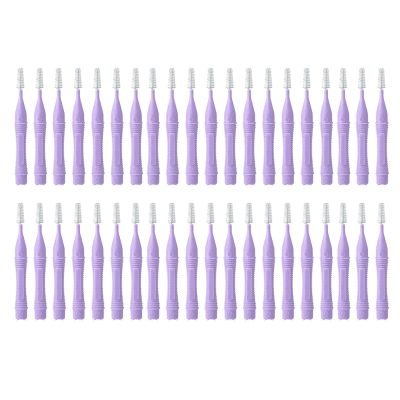 40pcs Interdental Brushes, 1.21.5mm Teeth Brace Cleansing Brush Dental Cleaning Tools for Adults Remove Bad Breath (Purple)