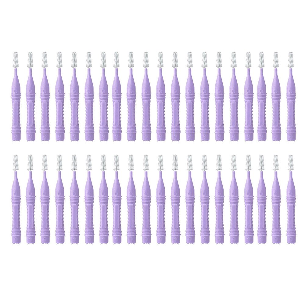 40pcs Interdental Brushes, 1.21.5mm Teeth Brace Cleansing Brush Dental Cleaning Tools for Adults Remove Bad Breath (Purple)