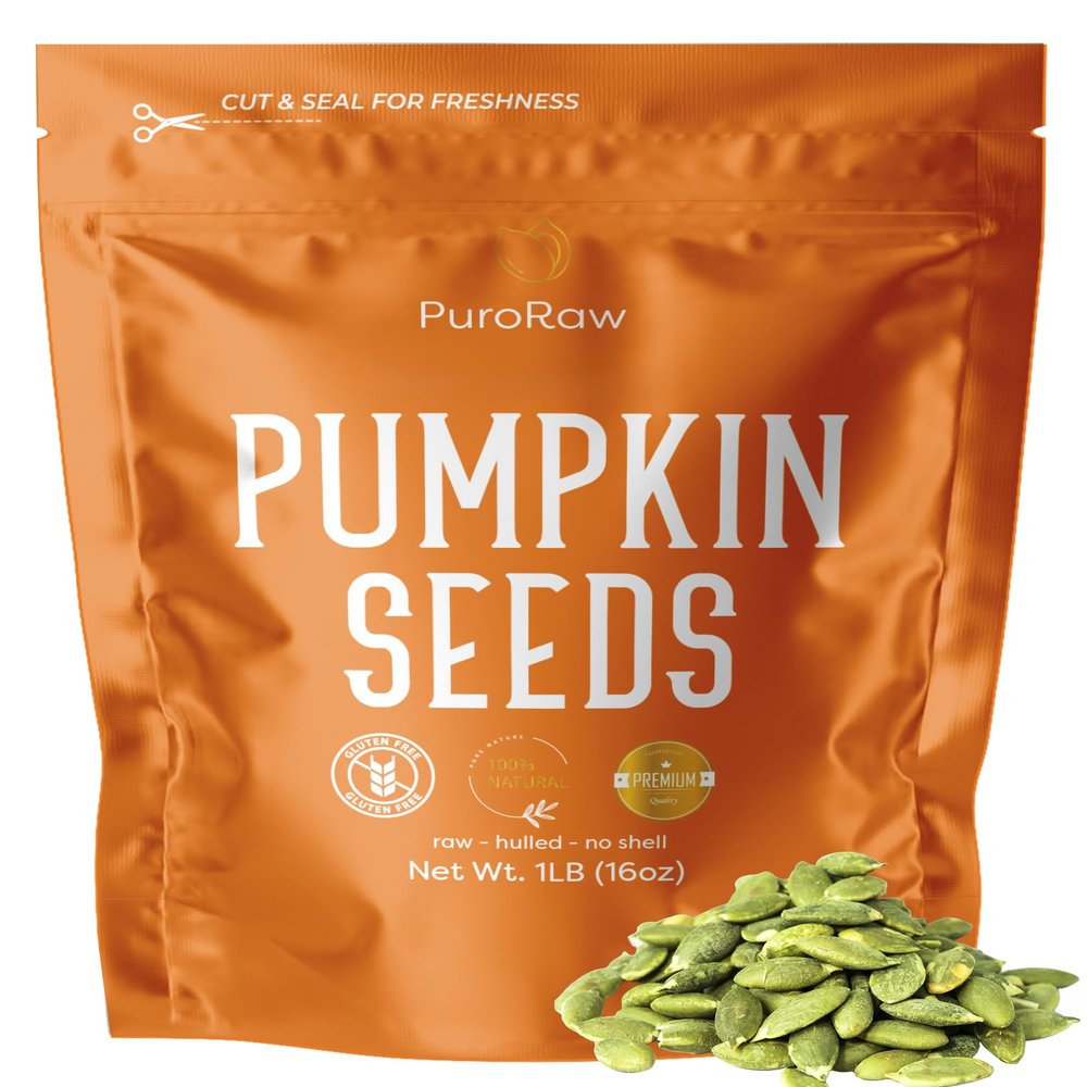 PuroRaw Pumpkin Seeds 1lb, Pepitas Raw Pumpkin Seeds to Eat, Pumpkin Seed, Pumpkin Seeds Unsalted Pumpkin Seeds Raw, Super Seeds, Shelled Pumpkin Seeds, Raw Pepitas, Pumpkin Seeds Bulk 16oz