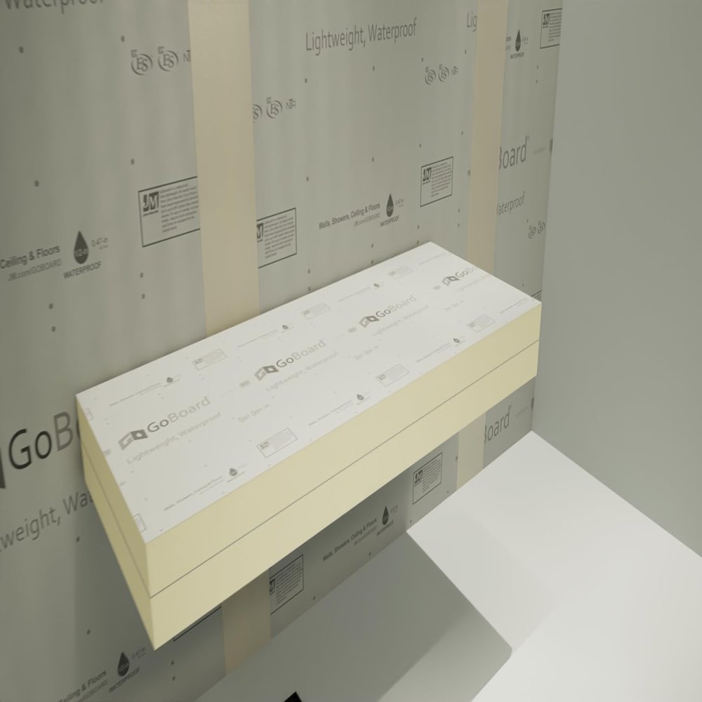 Floating Shower Bench Kit with GoBoard - Original Shower Bench Bracket (12x24)-Ideal for New Constructions, Bathroom Reno's, Shower Projects, Shower Bench Kits