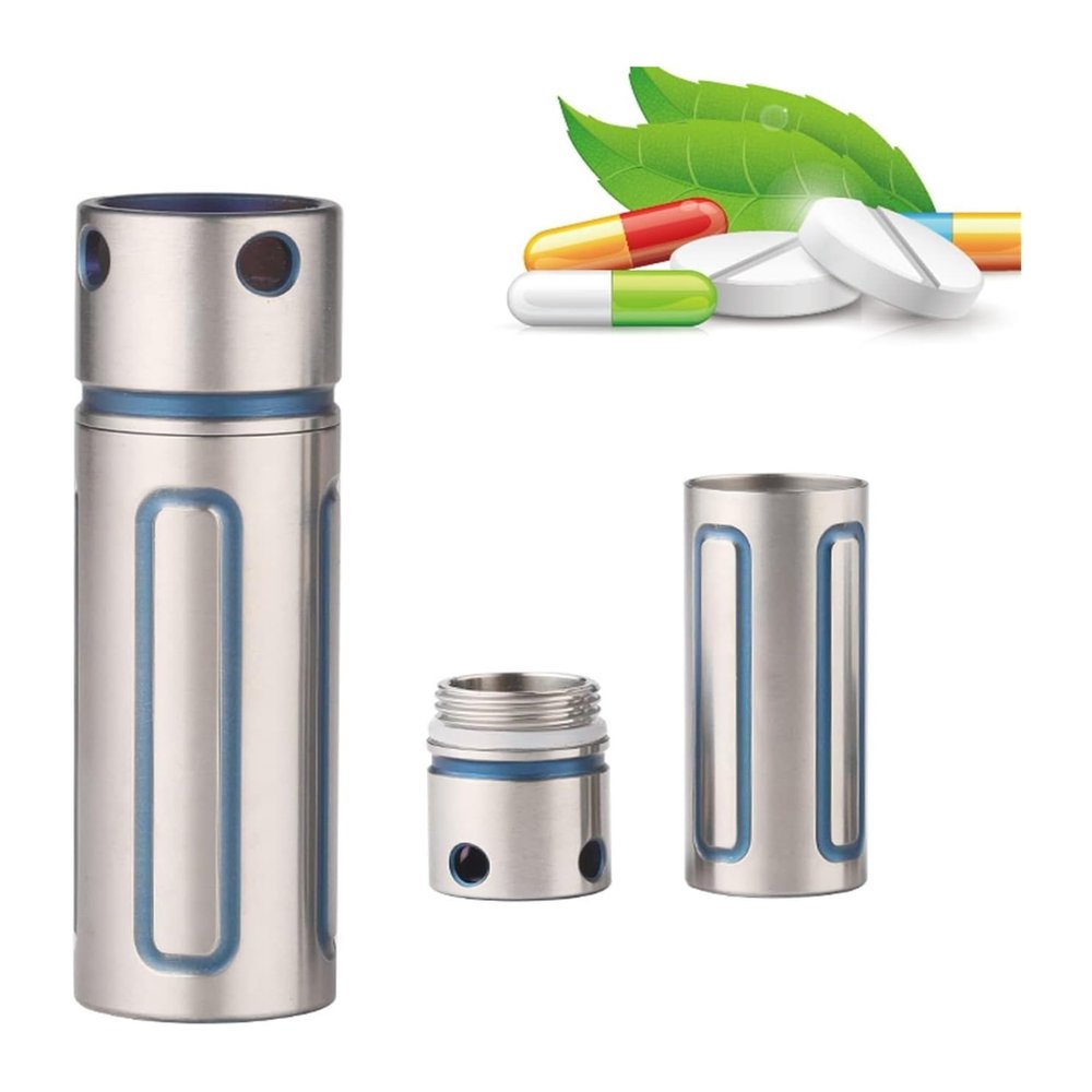 SNIME Pill Dispenser Titanium Pill Holder Keychain,Waterproof Travel Portable Pill Container Cases,Outdoor EDC Emergency Medicine Storage (Size : Style 6)