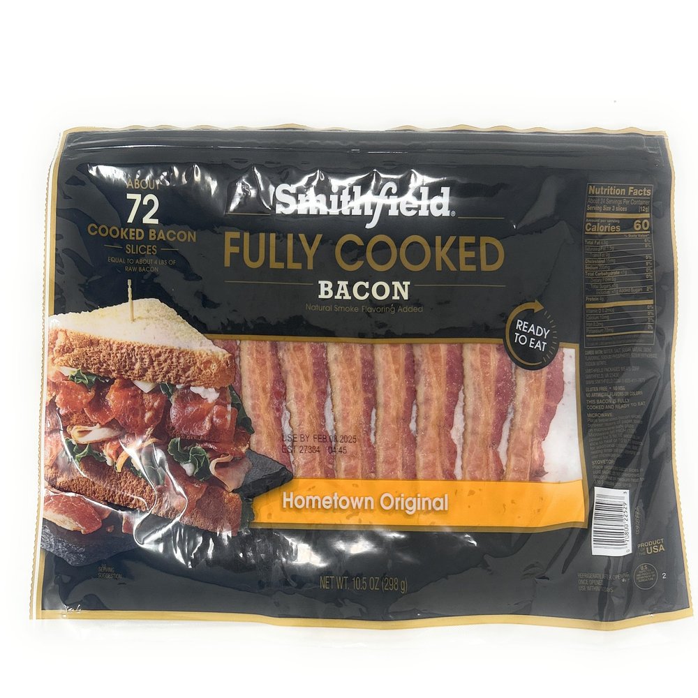 Smithfield Hometown Original Fully Cooked Bacon 10.5oz - 1 package - 72 slices
