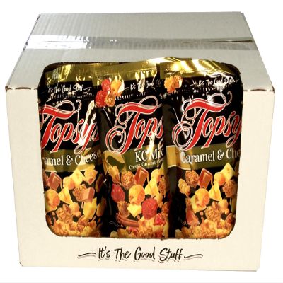 Popcorn Treats Box, 12 Self-Seal Bags of Flavored Popcorn (6 Caramel/Cheese Mix, 6 KC Mix (Caramel/Cheese/Cinnamon))