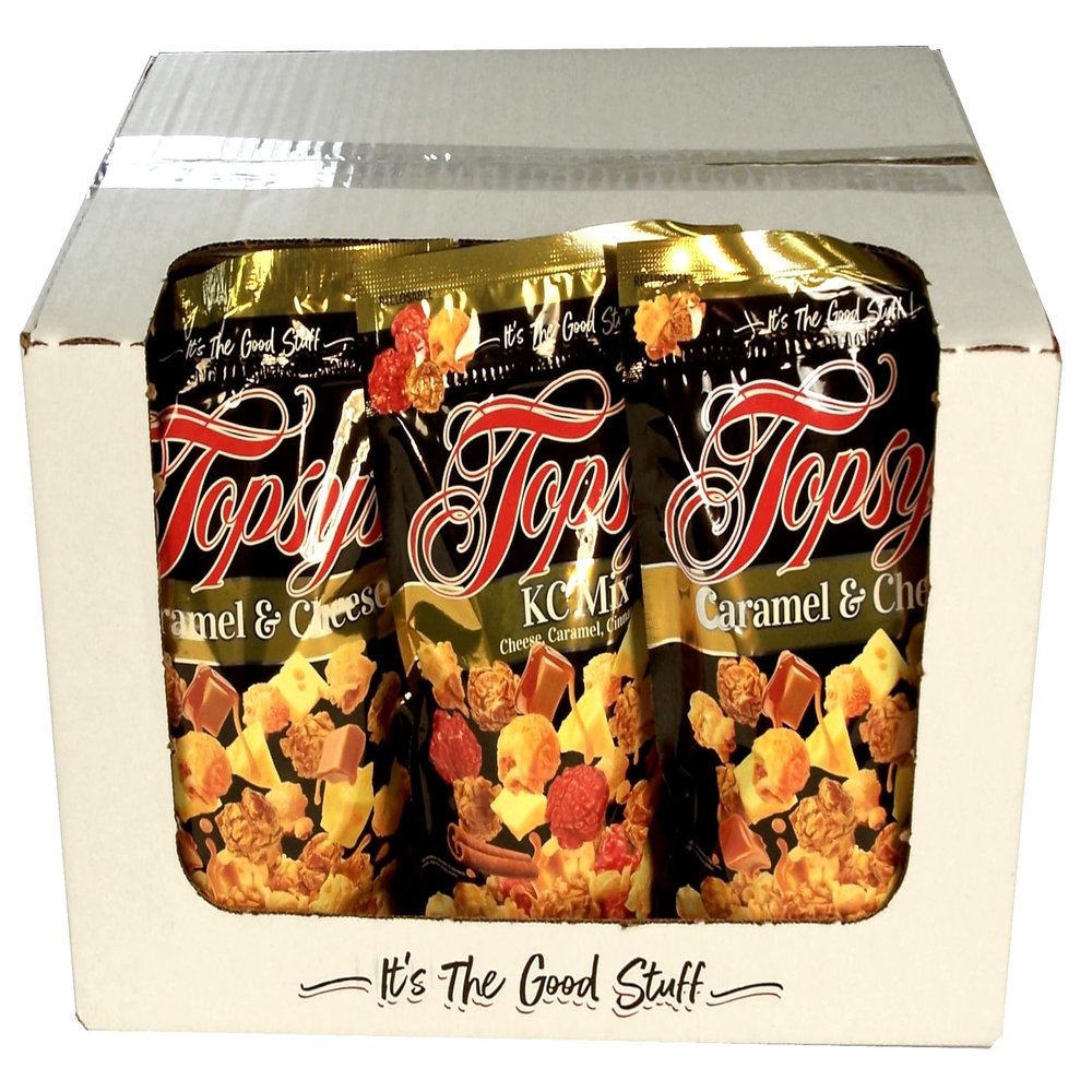 Popcorn Treats Box, 12 Self-Seal Bags of Flavored Popcorn (6 Caramel/Cheese Mix, 6 KC Mix (Caramel/Cheese/Cinnamon))