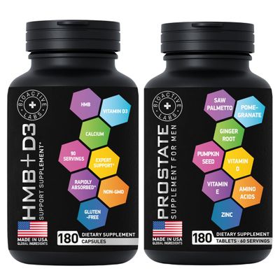 Advanced HMB Plus Vitamin D3 and Prostate Supplements for Men Bundle