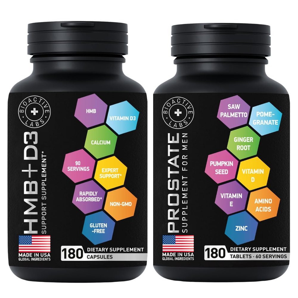 Advanced HMB Plus Vitamin D3 and Prostate Supplements for Men Bundle