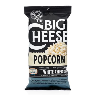 Big Cheese White Cheddar Popcorn  Popped in Pure Coconut Oil, Made with 100% Wisconsin Cheese, Non-GMO, Gluten Free, No Artificial Colors, No Trans Fat, 3 oz Bags (Case of 12)