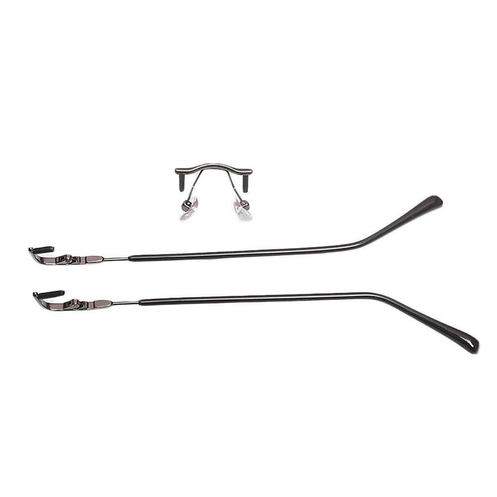CHMADO Eyeglasses Temple,Ear Hook Holder Grip,1 Pair Metal Eyeglass Temples Nose Bridge Replacement Kit 1-Hole Rimless Glasses Repair Parts Kit, Grey, Parent