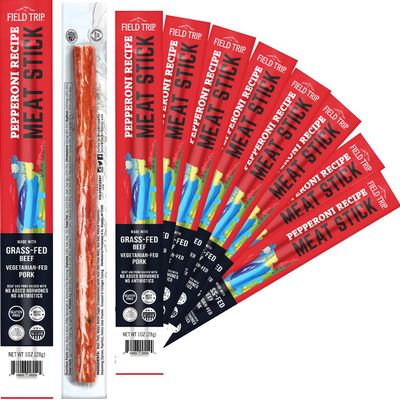 Field Trip Grass Fed Pepperoni Jerky Snack Sticks, Keto, Paleo, Gluten Free, Allergy Friendly Snack, High Protein, 100 Calorie Snack, 1oz, 10 Pack