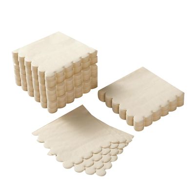 100 Pack Cocktail Napkin 2-Ply Scalloped Edged Dessert Napkins Folded 5 x 5 Inches Disposable Napkins for Dinner Wedding Birthday Party Bridal Anniversary Reception Event (Milky-White)