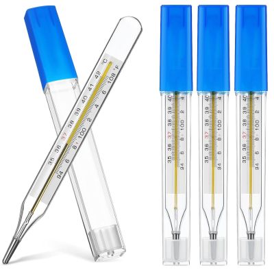 4PCS Glass Temperatures, Oral Thermometer for Adults Accurate Temperature Measurement for Fever Traditional Oral Armpit Cuban Thermometer, Fast Reading ( & )