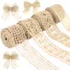4 Rolls Burlap Ribbon 12 Yard Natural Jute Mesh Burlap Ribbon Trim Craft Ribbon for Gift Wrapping Crafts Party Decoration DIY Packaging(Khaki) view 1