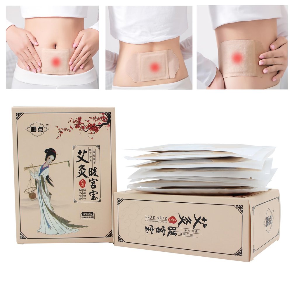 LEEOYINK Portable herbal heating patch for menstrual cramps, Period Heating Patches for Weak & Normal Flow,disposable heating patchmoxibustion heat therapy patch (8 Count)