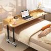 YVYKFZD Overbed Table with Swivel Wheels, Portable Bedside Table, Rolling Medical Over Bed Table, Standing Over Bed Desk with Heavy Duty Metal Legs(Light Walnut B1,47.2/120cm) view 1