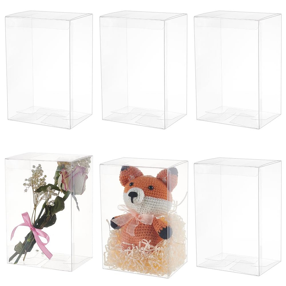 BENECREAT 8 Pack Clear PVC Plastic Box, Transparent Gift Boxes 7x4.8x3.6 Inch, Party Favor Boxes with Protective Film for Wedding Gift Wrapping, Birthday, Candy, Jewelry