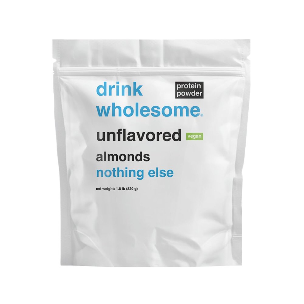 drink wholesome Vegan Unflavored Almond Protein Powder for Sensitive Stomachs | Minimally-Processed, Whole-Food Protein | Additive-Free, Dairy-Free, Gluten-Free | Low Sodium