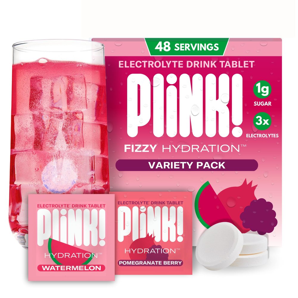 Plink! Fizzy Electrolyte Drink Tablets for Daily Hydration - 48ct Electrolyte Tablets + Sodium, Potassium, Magnesium, Low-Calorie, Low-Sugar Keto Electrolytes Powder Hydration Packets Water Flavoring