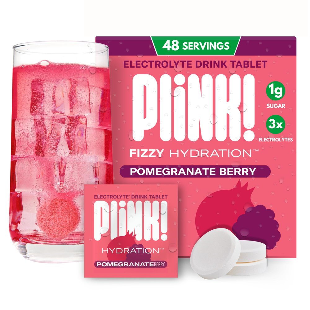 Plink! Fizzy Electrolyte Tablets for Adults & Kids Pomegranate Berry, 48ct Family-Friendly Daily Hydration Low Sugar, Vegan, Keto Friendly, Non-GMO