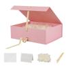 BoxSkivra Large Pink Gift Box with Ribbon 1 Pack 16.5X13X5.3 Inch Extra Large Gift Box with Lid Magnetic Closure Rectangle Collapsible Luxury Boxes for Mother's DayShredded Paper Filler & Card view 1