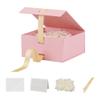 BoxSkivra Pink Gift Box with Ribbon 1 Pack 6X6X3 Inch Small Gift Box with Lid Magnetic Closure Rectangle Collapsible Luxury Gift Boxes for Mother's DayBirthdaysShredded Paper Filler & Card view 1