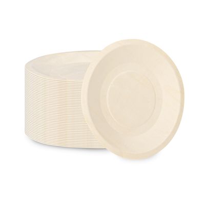 Restaurantware - Taipei 6.1 Inch Round Serving Plates, 50 Disposable Party Plates - Sustainable, Greaseproof, Poplar Wood Plates, Heavy-Duty, For Parties, Weddings, Camping, Picnics, And More