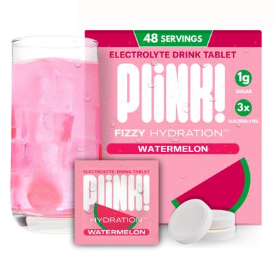 Plink! Fizzy Electrolyte Tablets for Adults & Kids Watermelon, 48ct Daily Hydration with Electrolytes Low Sugar, Vegan, Keto Friendly, Non-GMO