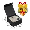 BoxSkivra Black Magnetic Gift Box 15 Pack 8X8X4 Inch Foldable Gift Boxes Bulk Black Gift Boxes with Lids Packaging for Small Business Luxury Gift Box Shredded Paper Filler view 3