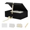 BoxSkivra Large Gift Boxes with Lids 5 Pack 13X9X4 Inch Large Black Gift Box with Ribbon Foldable Gift Boxes for PresentsFather's Day Groomsman Proposal BoxShredded Paper Filler & Cards view 1
