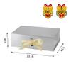 BoxSkivra Large Silver Gift Box With Ribbon - 13x9x4 Inch With Lid, Magnetic Closure, Collapsible, Luxury for Wedding Gifts - Includes Shredded Paper Filler & Card view 3