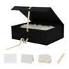 Extra Large Magnetic Gift Box with Lids 3 Pack 16.5X13X5.3 Inch Black Large Gift Box with Ribbon Foldable Gift Boxes for Presents Groomsman Proposal Jumbo Box with Shredded Paper Filler & Cards view 1