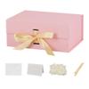 BoxSkivra Pink Gift Box with Shredded Paper 1 Pack 9.5X7X4 Inch Small Magnetic Gift Box with Lid Rectangle Collapsible Luxury Box with Ribbon for Presents Crinkle Cut Paper Shred with Card view 1