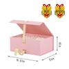 BoxSkivra Pink Gift Box with Shredded Paper 1 Pack 9.5X7X4 Inch Small Magnetic Gift Box with Lid Rectangle Collapsible Luxury Box with Ribbon for Presents Crinkle Cut Paper Shred with Card view 3