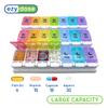 EZY DOSE Weekly (7-Day) Pill Case, Daily Medicine Planner, Vitamin Organizer Container, Large Push Button Compartments, Easy to Use, 3 Times a Day, Spring Open Design, Rainbow Lids, BPA Free view 2