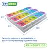 EZY DOSE Weekly (7-Day) Pill Case, Daily Medicine Planner, Vitamin Organizer Container, Large Push Button Compartments, Easy to Use, 3 Times a Day, Spring Open Design, Rainbow Lids, BPA Free view 3
