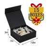 BoxSkivra Black Magnetic Gift Box 15 Pack 7.8X7X3 Inch Foldable Gift Boxes Bulk Black Gift Boxes with Lids Packaging for Small Business Luxury Gift Box Shredded Paper Filler view 3