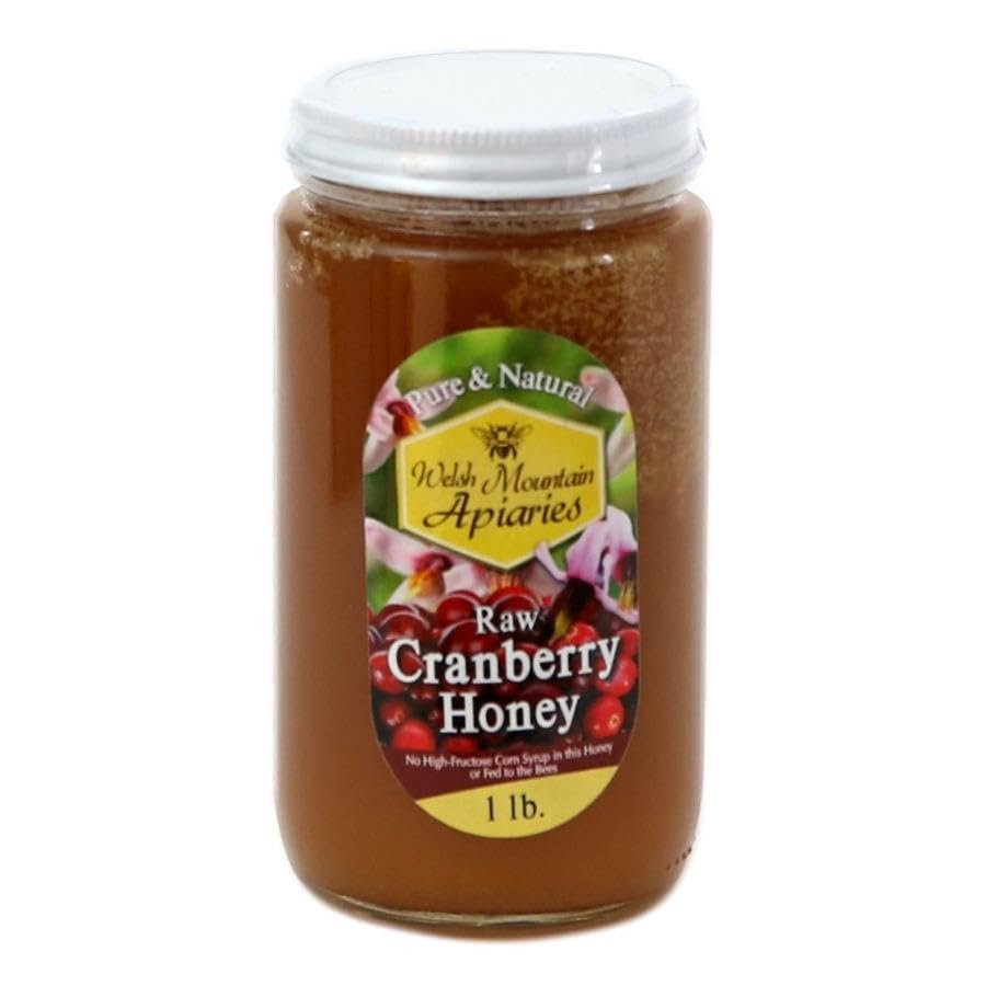 Cranberry Blossom Honey by Welsh Mountain Apiaries, Raw and Unfiltered, Wild Foraged Honey, 16 Ounce Jar (Pack of 3)