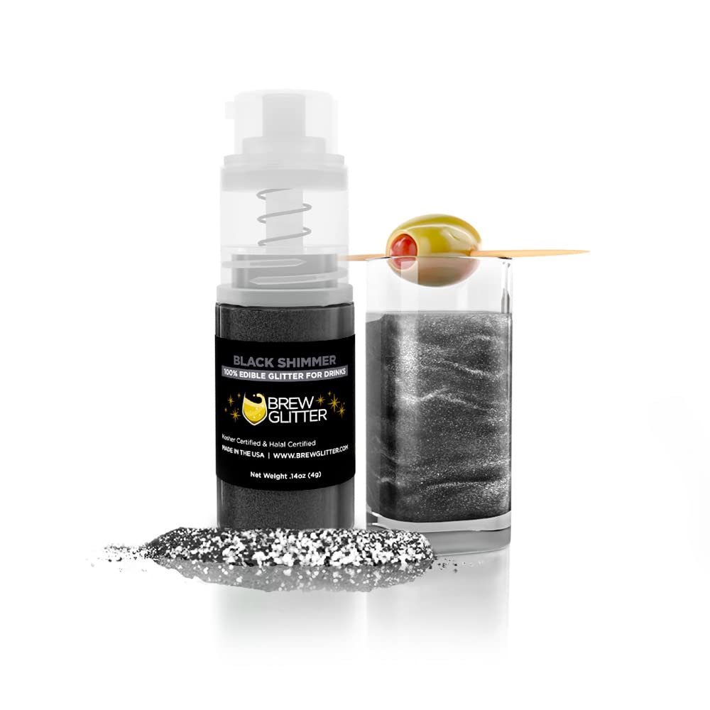 Brew Glitter Edible Drink Glitter Pump 1x 4g for Cocktails, Beer, & Beverages (Black Shimmer)