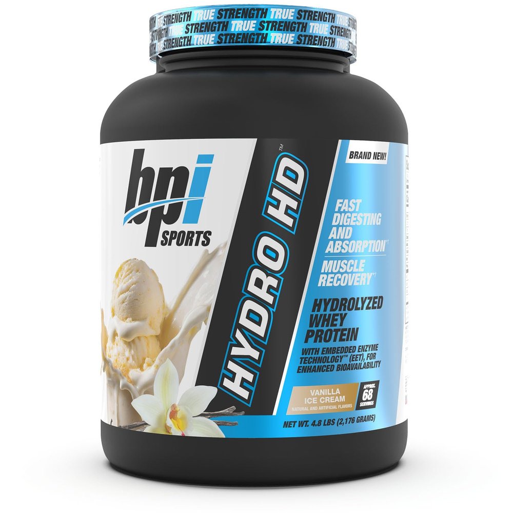 BPI Sports Hydro HD - 100% Hydrolyzed Whey Protein Powder - Muscle Growth, Recovery, 25g of Hydrolyzed Protein, Low Carb, Low Sugar, Fast Absorbing (68 Servings, Vanilla Ice Cream)