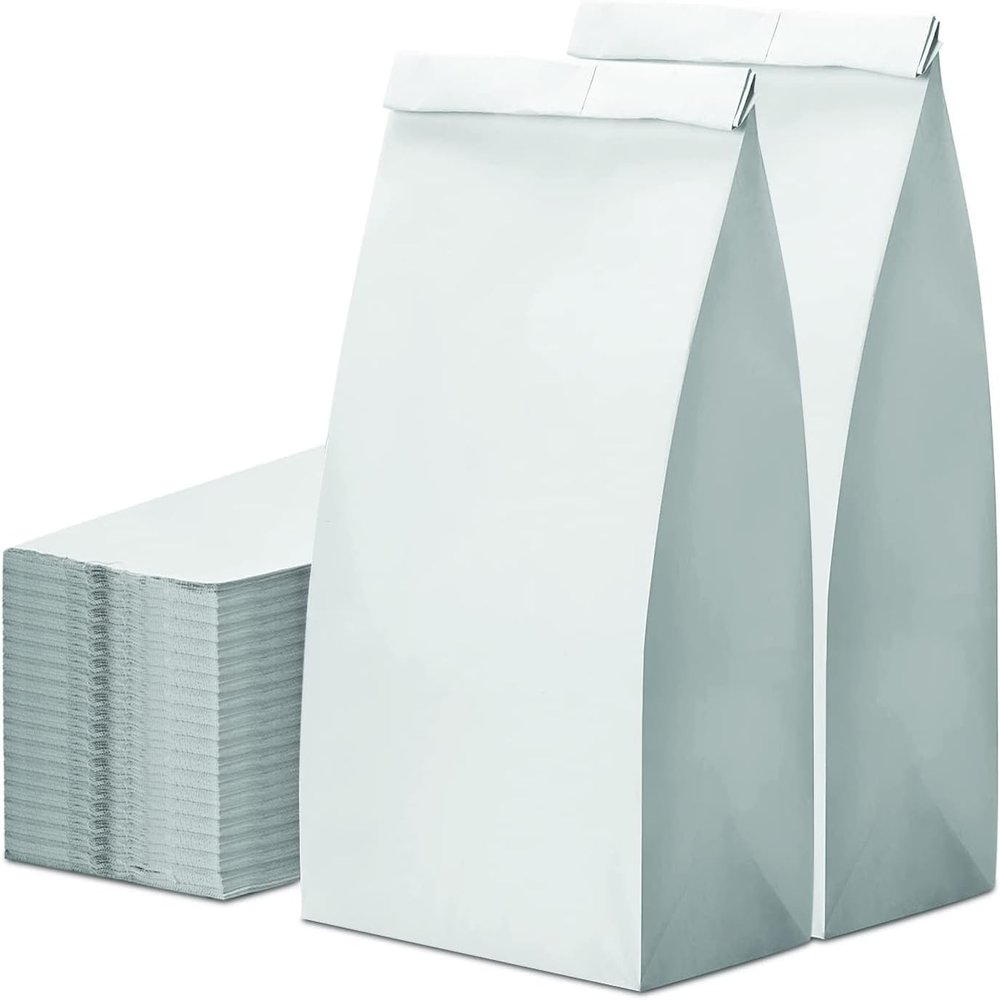 [1000] 4 LB, Kraft White Lunch Paper Bags, Small Paper Bags, Gift Bags, Grocery Bags, Craft Bags,