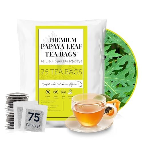 Akshit Papaya Leaf Tea, 75 Count, Premium Papaya Tea, 100% Natural Papaya Leaves, Non-GMO, Caffeine Free, Herbal Tea, No Additives.