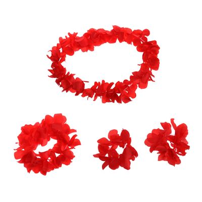 STOBAZA 4pcs Ruffled Silk Flower Hawaiian Leis Wreath Headband Flower Garland Crown for Aloha Party Decorations