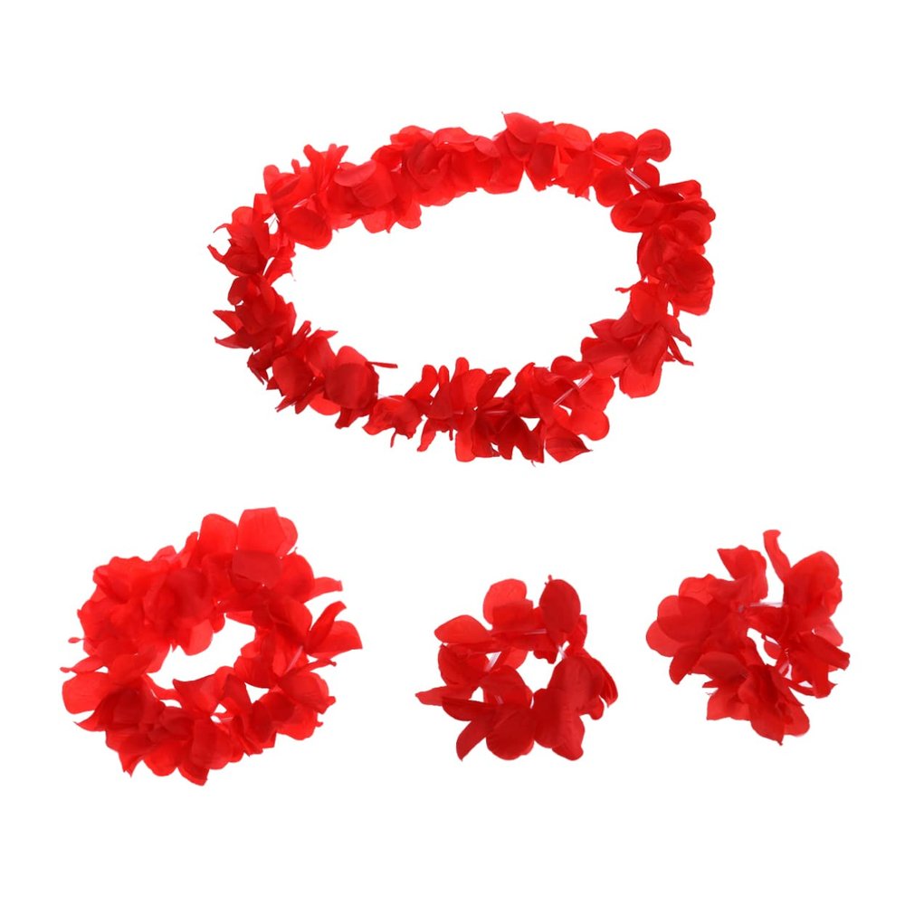 STOBAZA 4pcs Ruffled Silk Flower Hawaiian Leis Wreath Headband Flower Garland Crown for Aloha Party Decorations