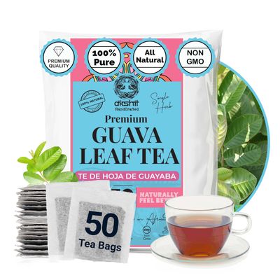 50 Guava Leaf Tea Bags, Te De Hojas De Guayaba, 100% Natural Guava Leaves, Aromatic Tea, HerbalTea, Non-GMO, Caffeine Free. by Akshit